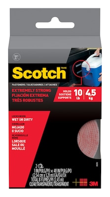 Scotch Extreme Fasteners, Clear, 1 x 4, 2 Rolls/Pack (RF6740)
