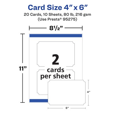 Avery Integrated Cards, 4" x 6", Matte White, 20/Pack (95275)