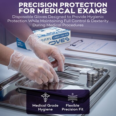 ProHeal Clear Vinyl Disposabel Gloves,Powder and Latex Free, Small, 1000 Count (PH-16530C)