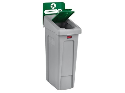 Rubbermaid Slim Jim Single-Stream Recycling Station, 23 Gallon, Gray/Green (2185051)