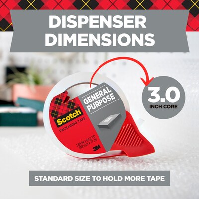 Scotch Packing Tape with Dispenser, 1.88" x 54.6 yds., Clear (3350-RD-36GC)