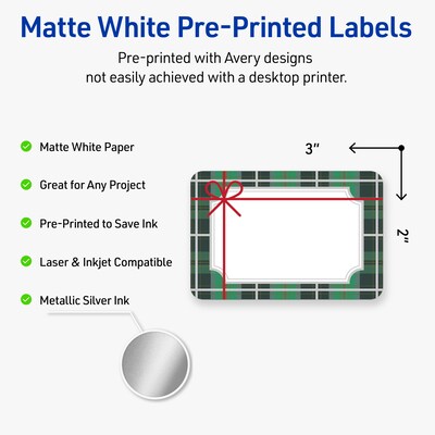 Avery Rectangle Multipurpose Labels, 2 x 3, White, 80/Pack (19479370407)