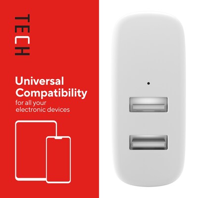 Staples TECH USB-A Wall Charger, 24W, White (ST62318)