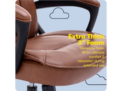 Serta Hannah I Ergonomic Bonded Leather Swivel Executive Chair, Cognac (43670H)