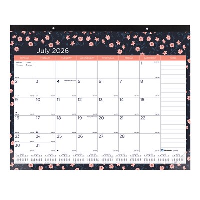 2026-2027 Blueline Colorful Blossom 22 x 17 Academic Monthly Desk Pad Calendar (CA1716BD-27)