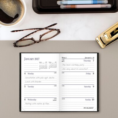 2027 AT-A-GLANCE Fine Diary 2.75" x 4.25" Weekly & Monthly Planner, Black (72-01-05-27)
