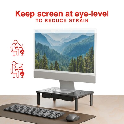 Staples TECH Adjustable Monitor Stand, Black (ST62819-CC)