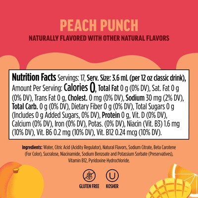 Ninja Thirsti Sugar-Free Peach Punch Flavored Water Drops Drink Mix (WCFOPMGAM)