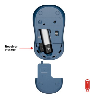 Staples TECH Wireless Ambidextrous Optical USB Mouse, Navy (ST63067)