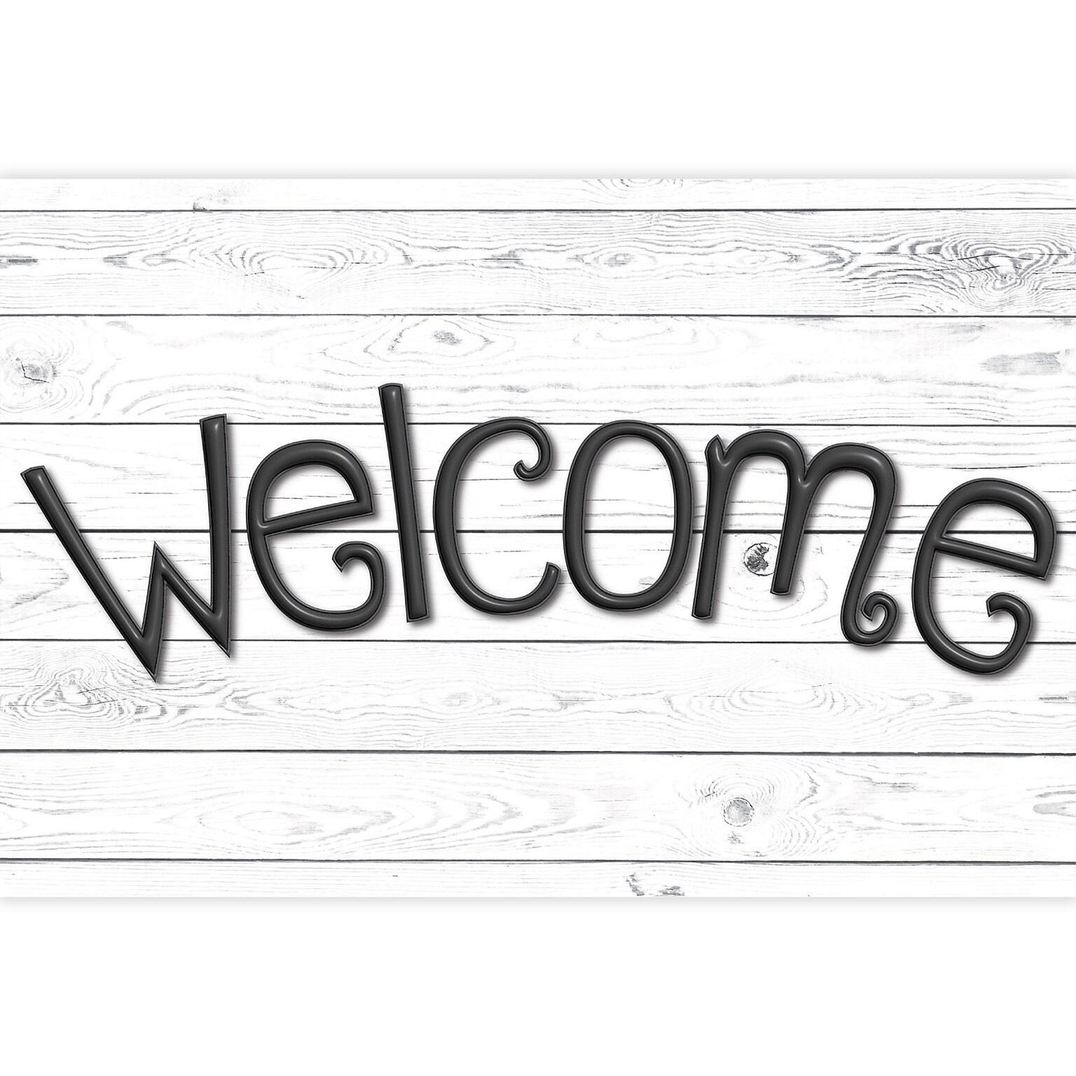 Ashley Productions Smart Poly, The Original Fun Mat, Welcome Mat, 15.5 x 23.5, White Shiplap Wood Plank (ASH91516)