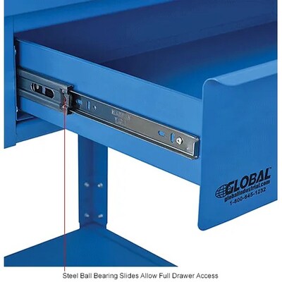 Global Industrial Flat Surfaced Shop Desk w/ Pigeonhole Riser, 34-1/2"W x 30"D, Blue (319355)
