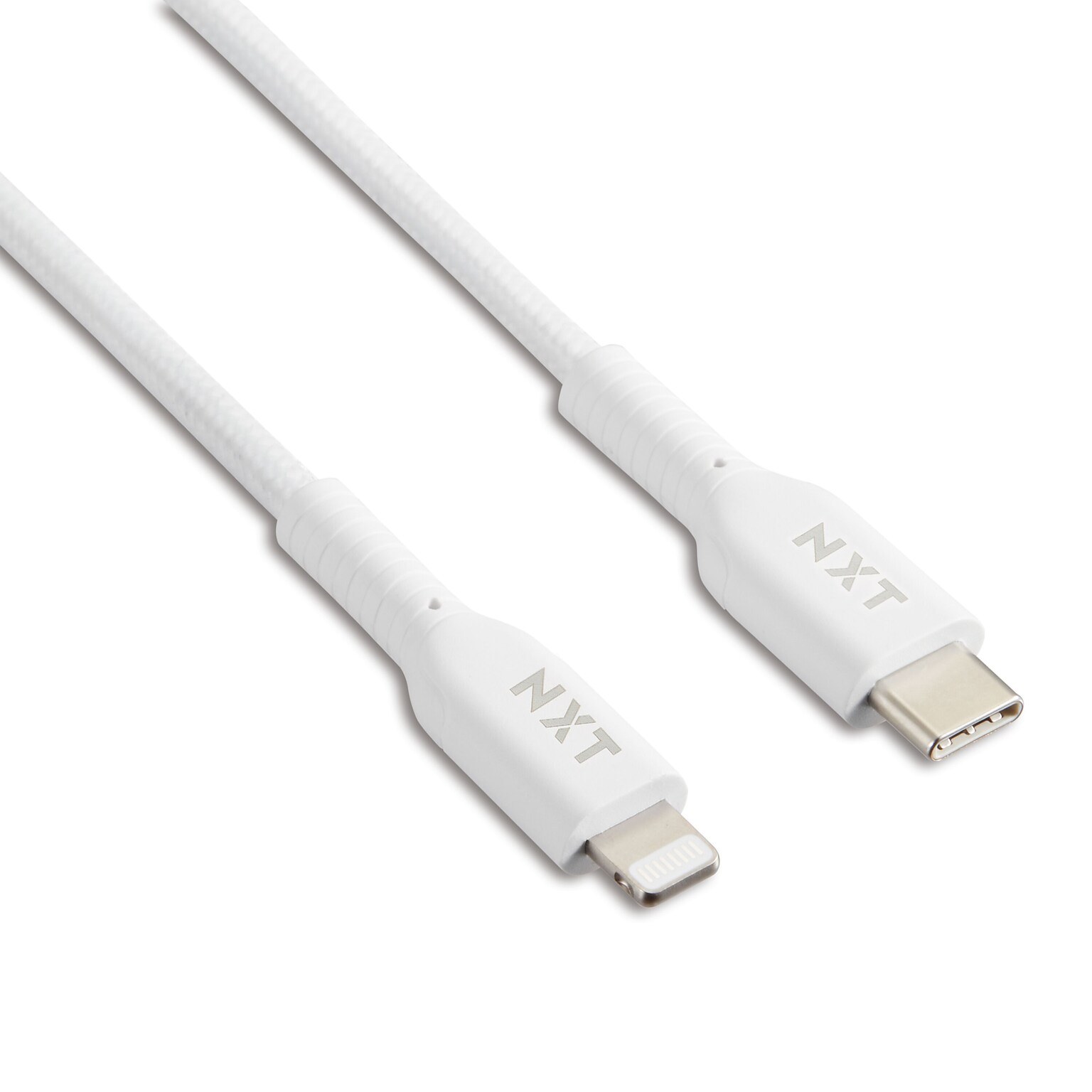 NXT Technologies™ 4 Ft. Braided USB-C to Lightning Cable for iPhone/iPad/iPod touch, White (NX60445)