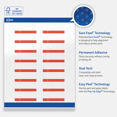 Avery Rectangle Multipurpose Labels, 1" x 2-5/8", White, 160/Pack (19479370548)