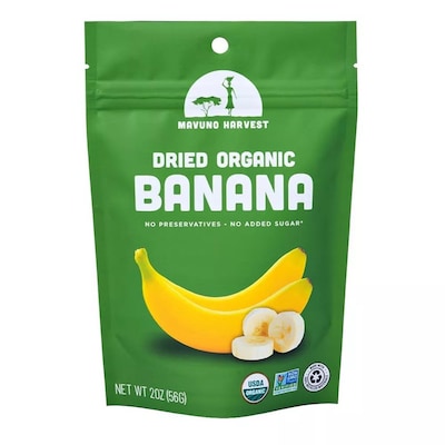 Mavuno Harvest Gluten Free Organic Dried Banana Fruit Snacks, 2 oz., 6 Bags/Pack (MAHW-BNNA2OZ6PK)