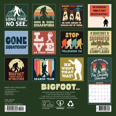 2027 Willow Creek Bigfoot 7 x 7 Monthly Wall Calendar (63934)