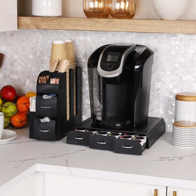 Mind Reader Plastic Coffee Pod Drawer 14 Compartment Condiment Organizer Set, 36 Pod Capacity, Black (CMB02-BLK)