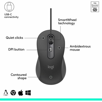 Logitech Signature Slim MK625 Wired Keyboard and Optical Mouse Combo, Graphite (920-013303)
