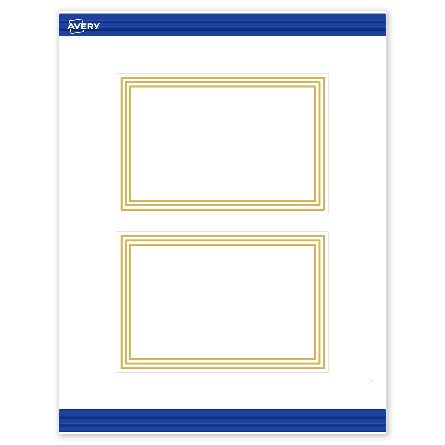 Avery Gold Multi-Lined Border Matte Blank Card, White, 20/Pack (S00-DHM)