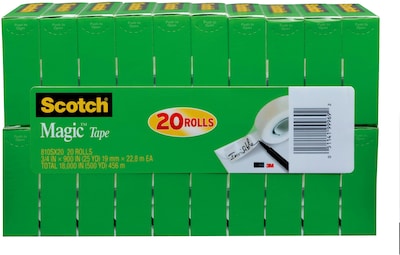 Scotch Magic Invisible Tape Refill, 3/4 x 25 yds., 20 Rolls (810SX20)