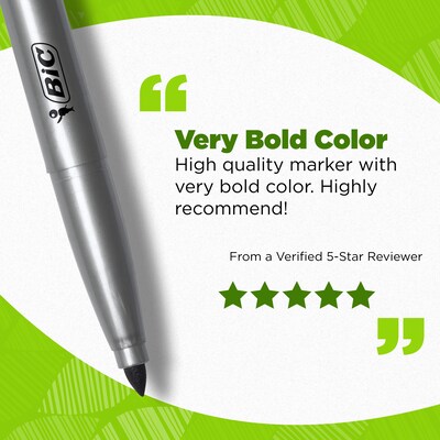 BIC Ecolutions Permanent Marker, Fine Tip, Black, 36/Pack (PMER36-BLK)