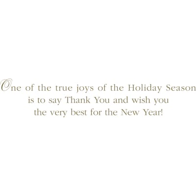 Golden Thanks Holiday Business Thank You Cards; Stock Verse Included; Boxed Set of 25 Cards and Envelopes