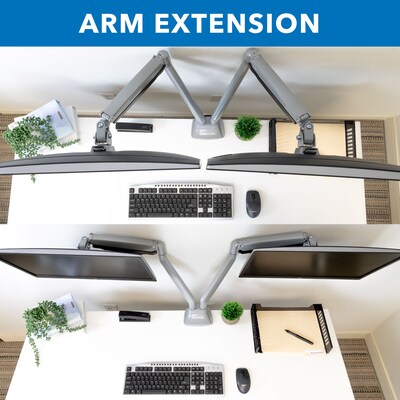 Mount-lt! Adjustable Dual Monitor Arm Mount, Up To 32", Silver (MI-1772)