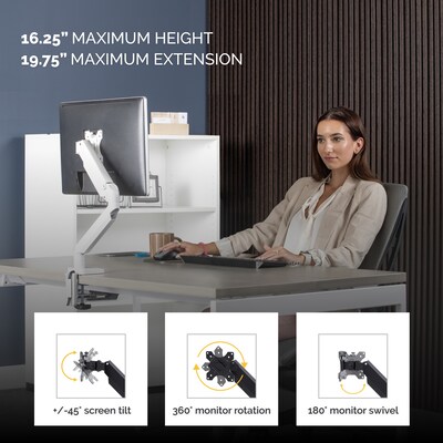 Fellowes Platinum Series Adjustable Arm, Up to 32" Monitor, White (8056201)