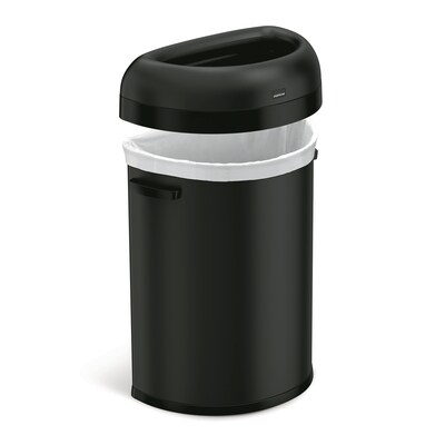 simplehuman 80L Semi-Round Can, Matte Black Heavy-Gauge Steel, Indoor Trash Can with Open Lid, 21 Gallon (CW1495)