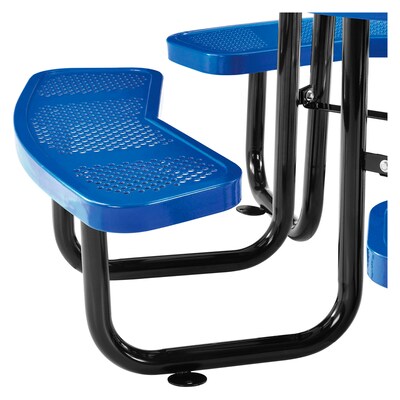 Global Industrial 46 Round Outdoor Steel Picnic Table, Perforated Metal, Blue (262078BL)