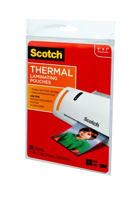 Scotch Thermal Laminating Pouches, Photo, 5 Mil, 20/Pack (TP5903-20)