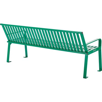 Global Industrial 6' Outdoor Bench with Back, Vertical Steel Slat, Green (694854KD)