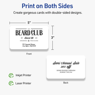 Avery Matte General Use Blank Cards, White, 75/Pack (95338)