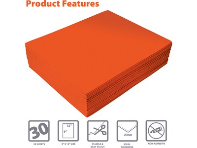 Better Office EVA Foam Sheet, Orange, 30/Pack (01217)