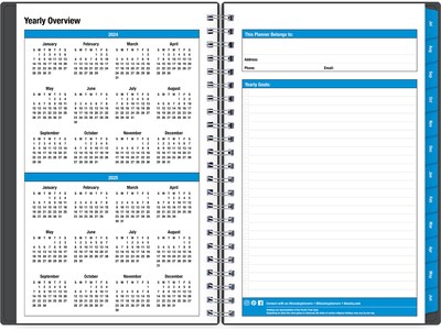 2024-2025 Blue Sky Collegiate 5" x 8" Academic Weekly & Monthly Planner, Plastic Cover, Gray (100139-A25)