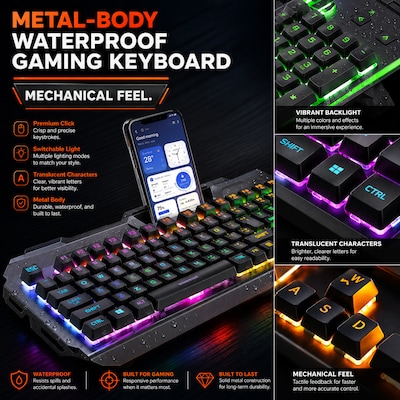 SaharaCase Wired Gaming Keyboard & Mouse Combo, Black (KB37)