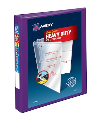 Avery Heavy Duty 1 3-Ring View Binders, One Touch EZD Ring, Purple (79771)