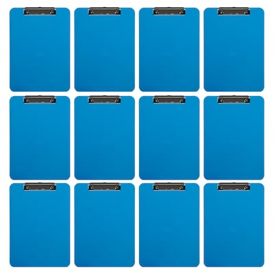 JAM Paper Plastic Clipboard, Letter Size, Blue, 12/Pack (340926882AZ)