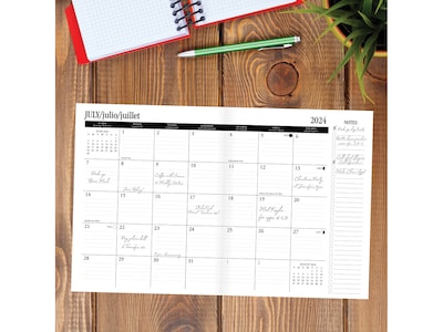 2024-2025 Willow Creek Basic Black 7.5" x 9.5" Academic Monthly Planner, Paper Cover, Black/Brown (47484)