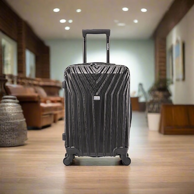 InUSA Vasty 22.44" Hardside Suitcase, 4-Wheeled Spinner, TSA Checkpoint Friendly, Black (IUVAS00S-BLK)