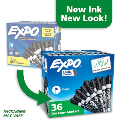 Expo Dry Erase Markers, Chisel Tip, Black, 36/Pack (1920940)