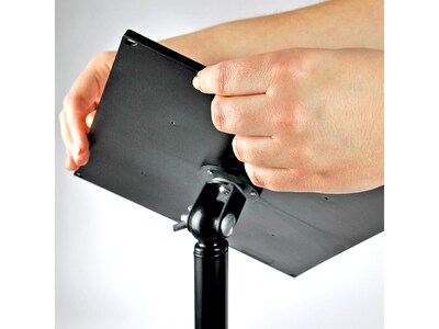 Azar Sign Holder, 8.5" x 11", Freestanding, Black Plastic (300356-BLK)
