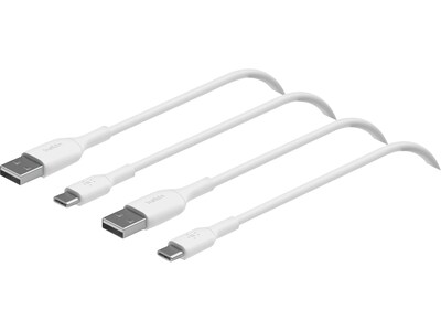 Belkin BoostCharge USB-C to USB-A Charging Cable, 3.3 ft., White, 2/Pack (CAB001bt1MWH2PK)