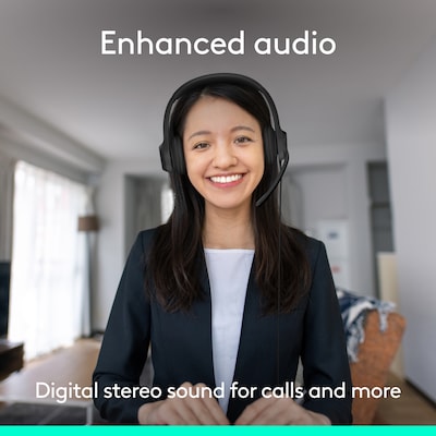Logitech H390 USB-C Stereo On-Ear Headset, Black (981-001575)
