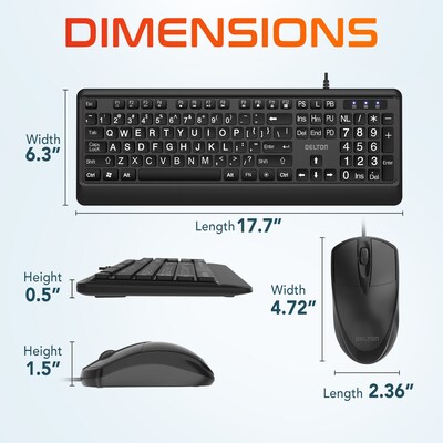 Delton KBM20 Wired Keyboard and Optical Mouse Combo, Black (DKMBG20-U)