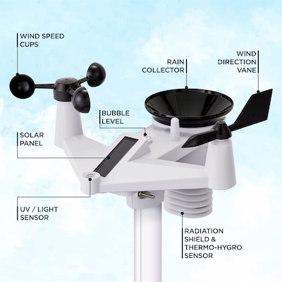 Logia 7-in-1 WiFi Wireless Weather Station w/ 10-Day Forecast, Solar & Large 8" LED Display (LOWSC7110FWB8)