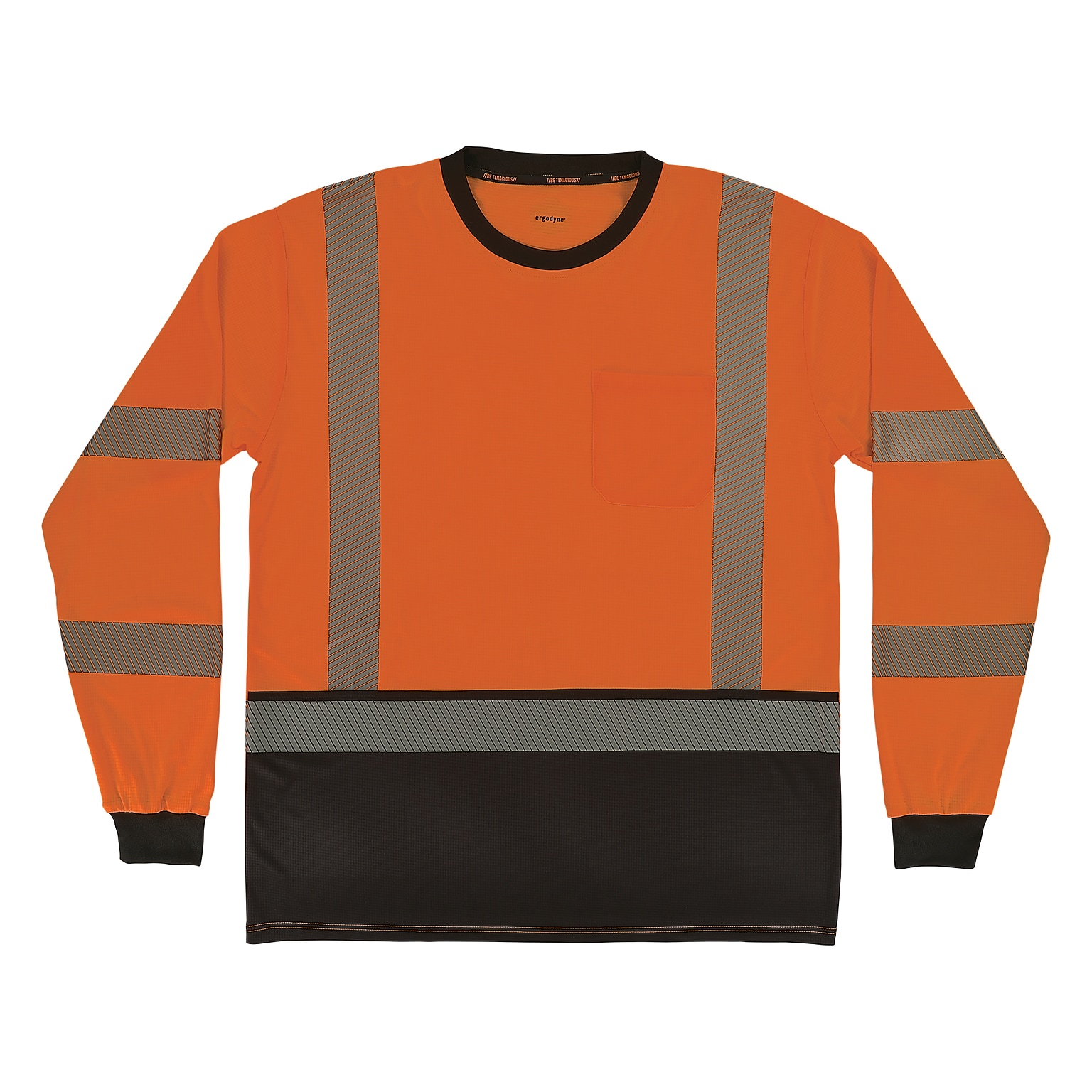 Ergodyne GloWear 8371BK High Visibility Long Sleeve Black Bottom T-Shirt, ANSI Type R Class 3, Orange, 2XL (22306)