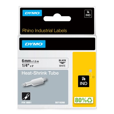 DYMO IND 18051 Label Maker Tape, 0.25"W, Black On White (DYM18051)