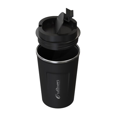 Outdoors Professional Stainless Steel Double-Walled Vacuum Insulated Coffee Cup, 12.8 oz., Black (OUTD9416)