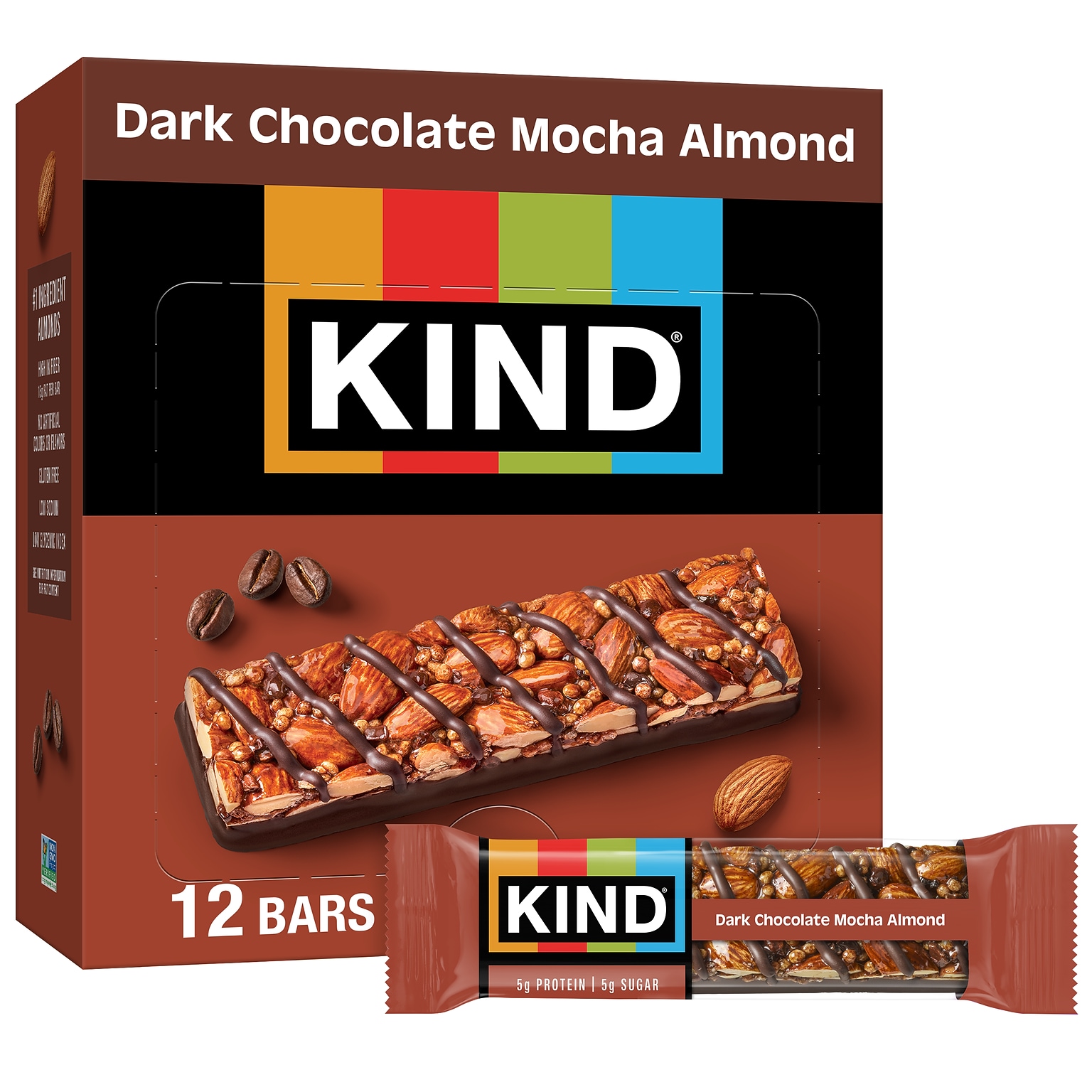 KIND Gluten Free Dark Chocolate Mocha Almond Granola Bar, 1.4 oz., 12 Bars/Box (PHW18554)
