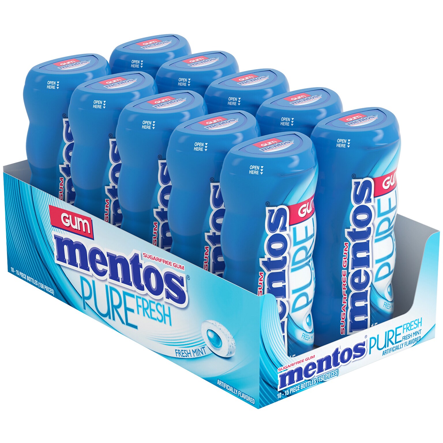 Mentos Pure Fresh Sugar Free Mint Gum, 10/Box (VAM1463620)